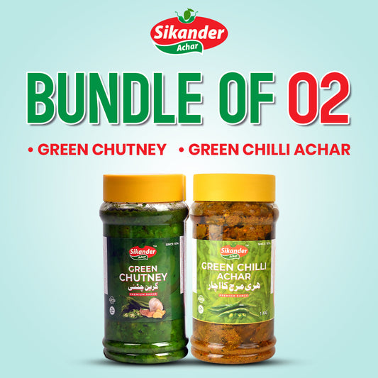 Bundle of 2 (Green Chuteny, Green Chilli Achar)